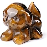 Jovivi Natural Tiger Eye Crystal Lying Dog Statue Home Decor Carved Mini Gemstone Puppy Dog Figurines Pocket Sculpture Reiki Healing Stones Decorative Ornament Gift