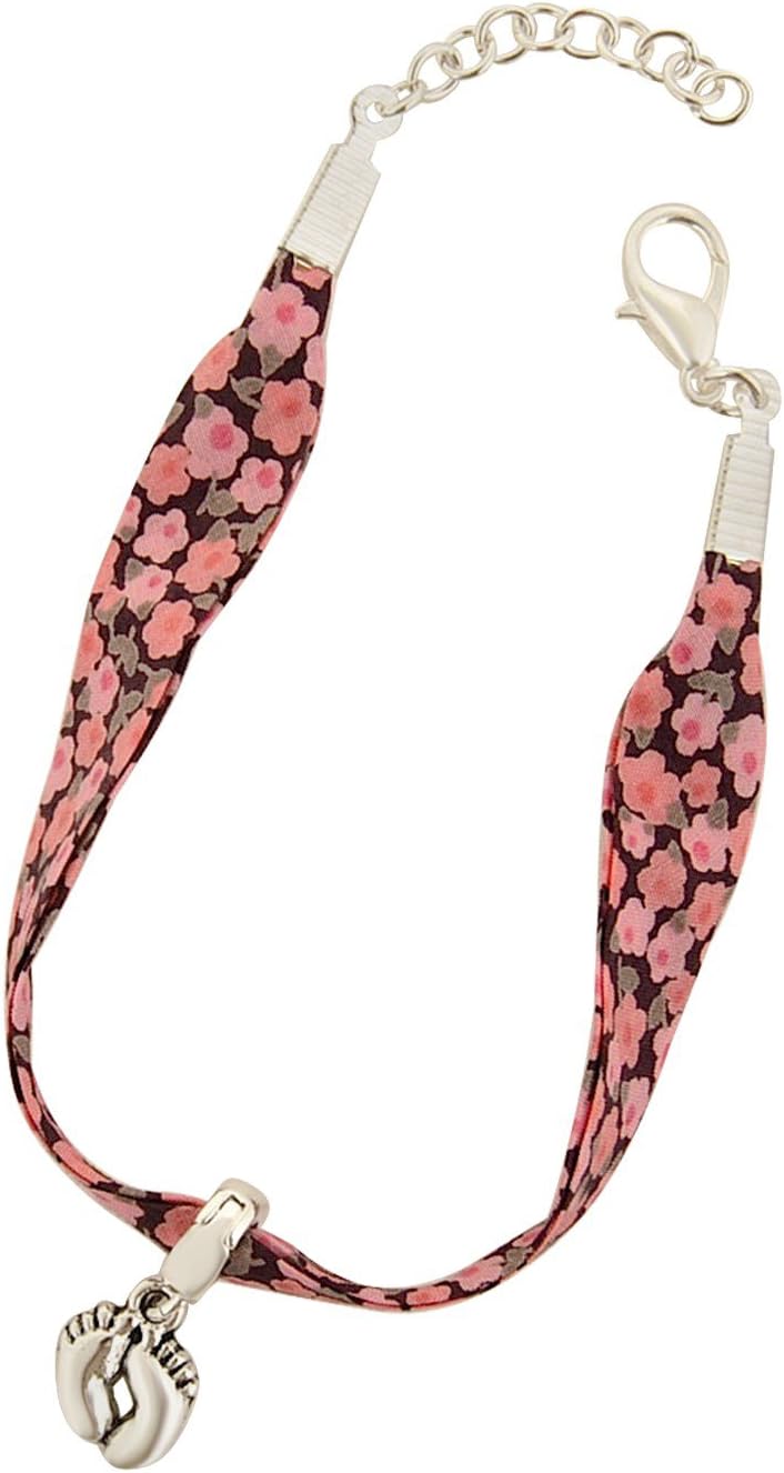 Floriana Three Part Liberty Ribbon Print and Angel Wing Charm Bracelets