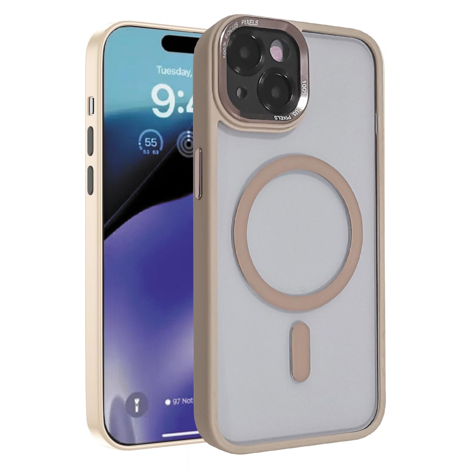 SNZ Magnetic Case for iPhone 15 Mobile Phone Case Compatible with MagSafe, iPhone 15 Case Shockproof Scratch-Resistant Protective Cover Yellowing-Resistant Standard Mobile Phone Cases Pink