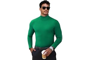 KGGEOO Men's Turtleneck Casual Basic High Neck Long Sleeve T Shirts Half Neck Lightweight Pullover Sweater