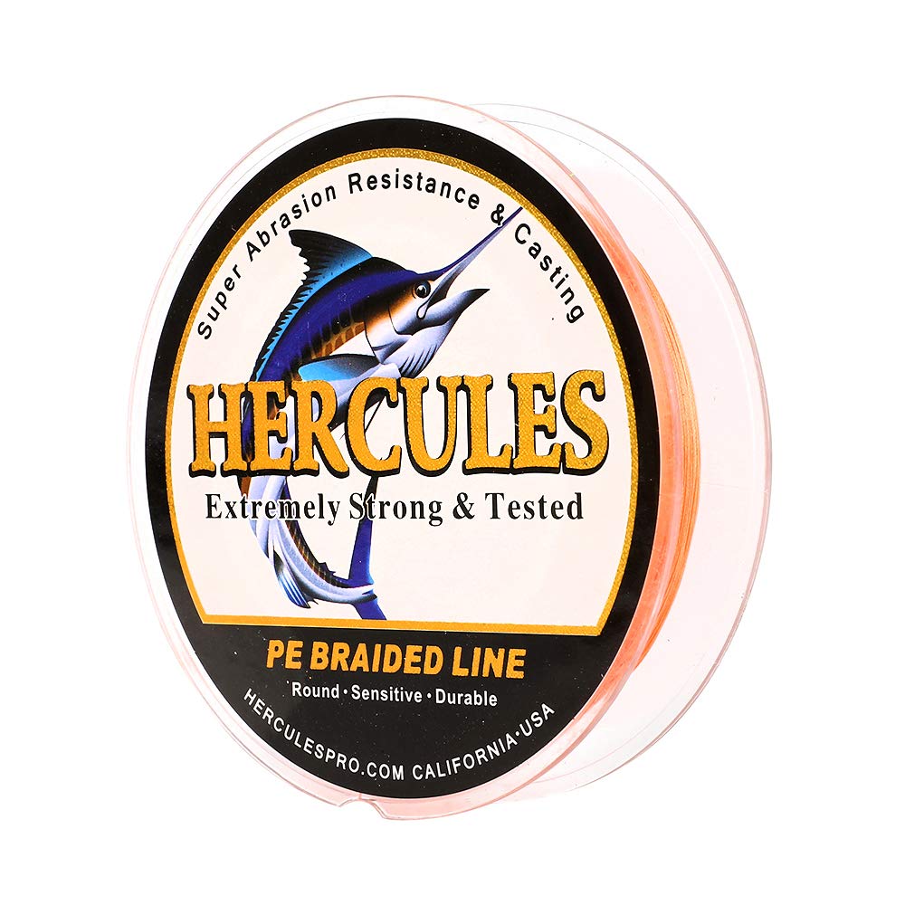 Hercules Super Cast 500M 547 Yards Braided Fishing Line 15 LB Test for Saltwater Freshwater PE Braid Fish Lines Superline 8 Strands - Orange, 15LB (6.8KG), 0.16MM