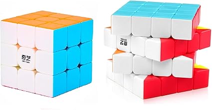 D ETERNAL Rubiks Rubix Cube Combo of QiYi Warrior W 3x3 & QiYi Qiyuan S 4x4 high Speed stickerless Magic Rubic Puzzle Cube