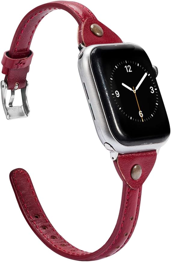 mens red leather watch band