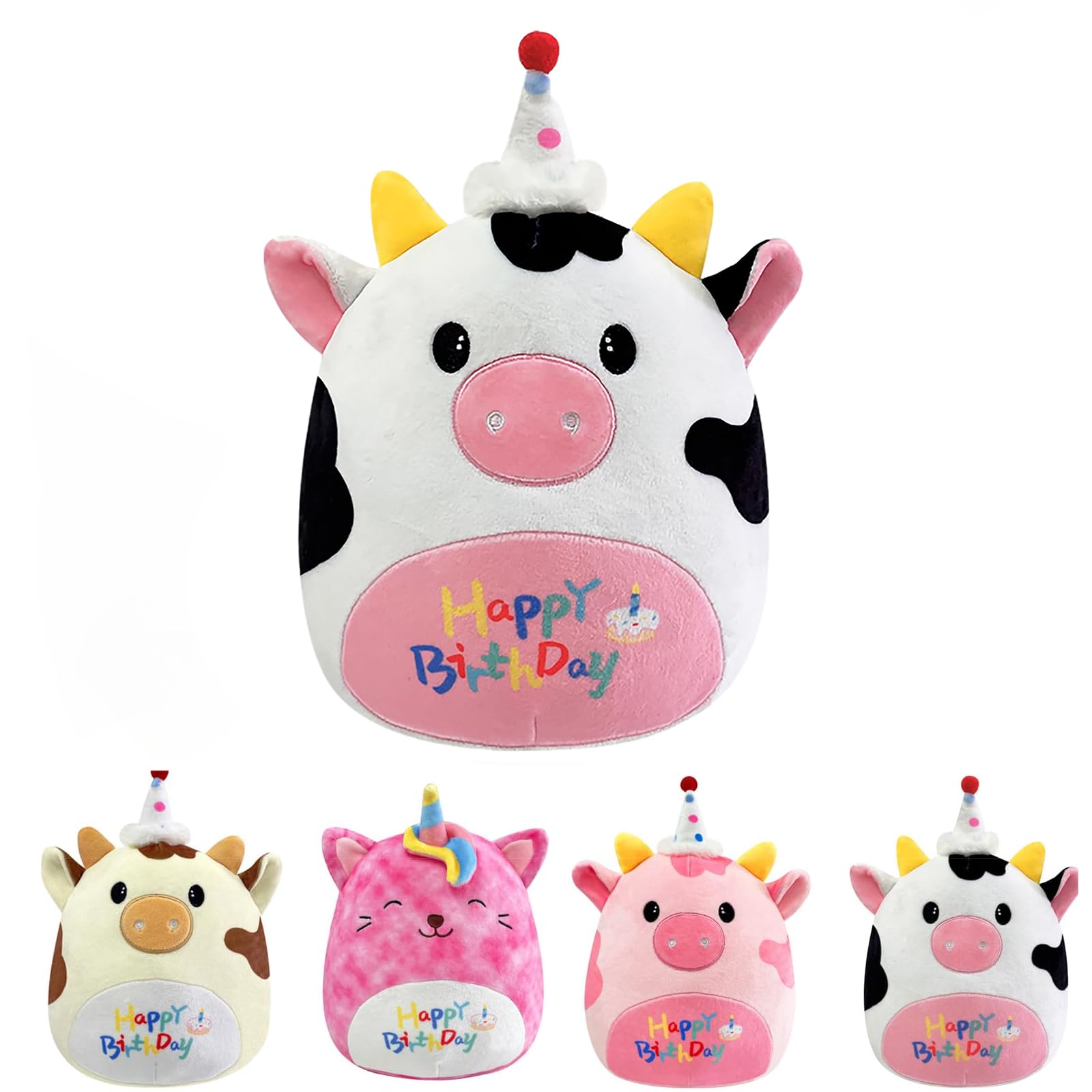 POPOYU 20cm Milk Cow Plush Pillow Toys,3D Cute Stuffed Dairy Cow Pillow Doll Squishy Cotton Plushies Doll,Super Soft Toy Gift for Kids Girls Birthday Present Kids Collection Home Decoration — image 1