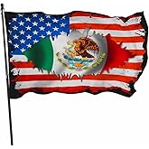 Mexico USA Friendship 3X5 Ft Flags with Brass Grommets for Dorm Home Decor, Double Side Print Mexican American Funny Outdoor Flags & Banner Sign