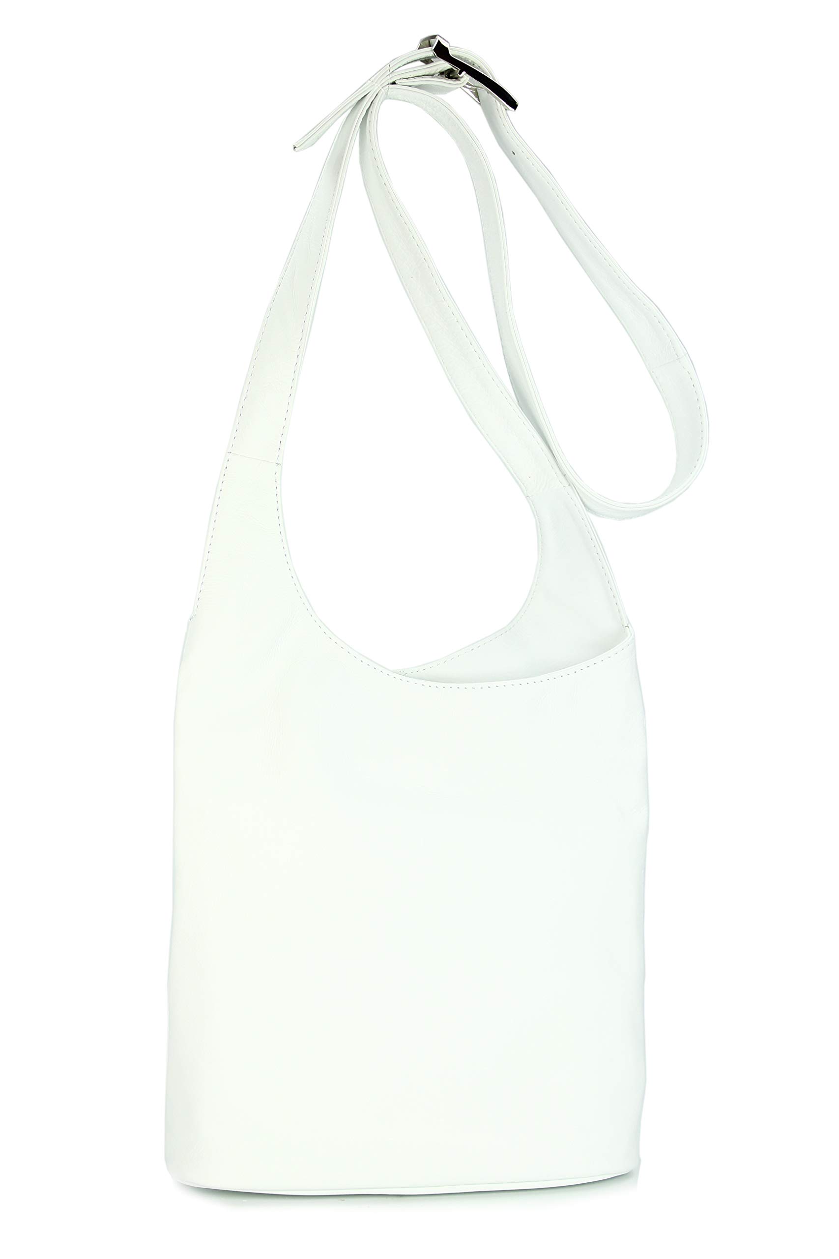 Belli® Womens Italian Genuine Nappa Leather Shoulder Bag Cross Over Bag White - 24x28x8 cm (W x H x D)