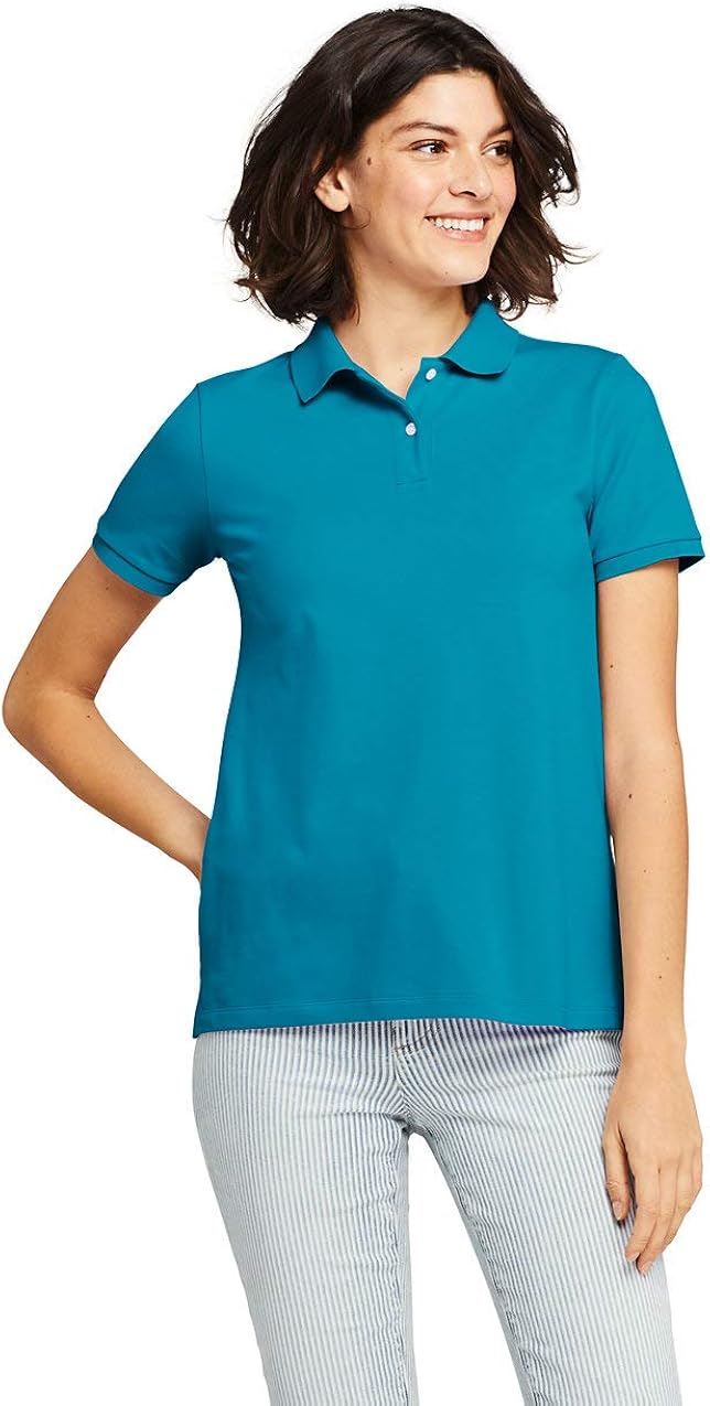 Lands' End Women's Mesh Cotton Short Sleeve Polo Shirt X