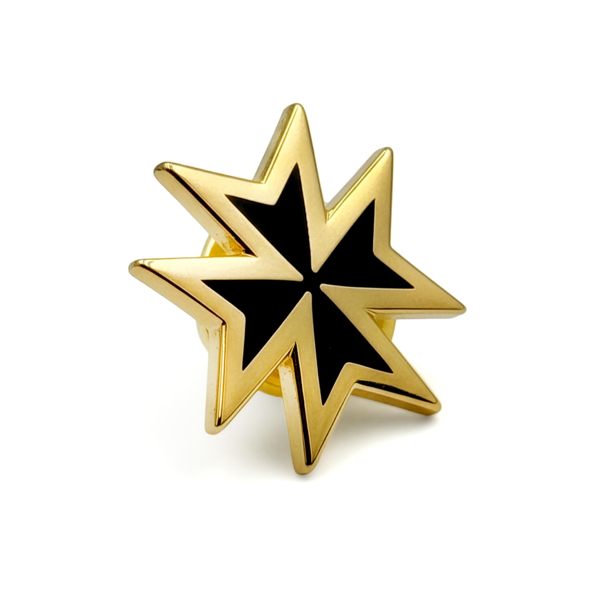 THE MASONIC COLLECTION - Gold Plated Knights Malta Badge - Clutch Pin Fitting - Comes in Clear Bag - Freemason Gifts for Men