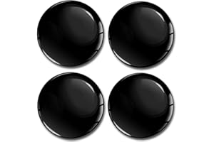 SkinoEu Set of 4 x 50mm Silicone 3D Gel Domed Wheel Center Cap Stickers, Hubcaps' Stickers Black Gloss A 750