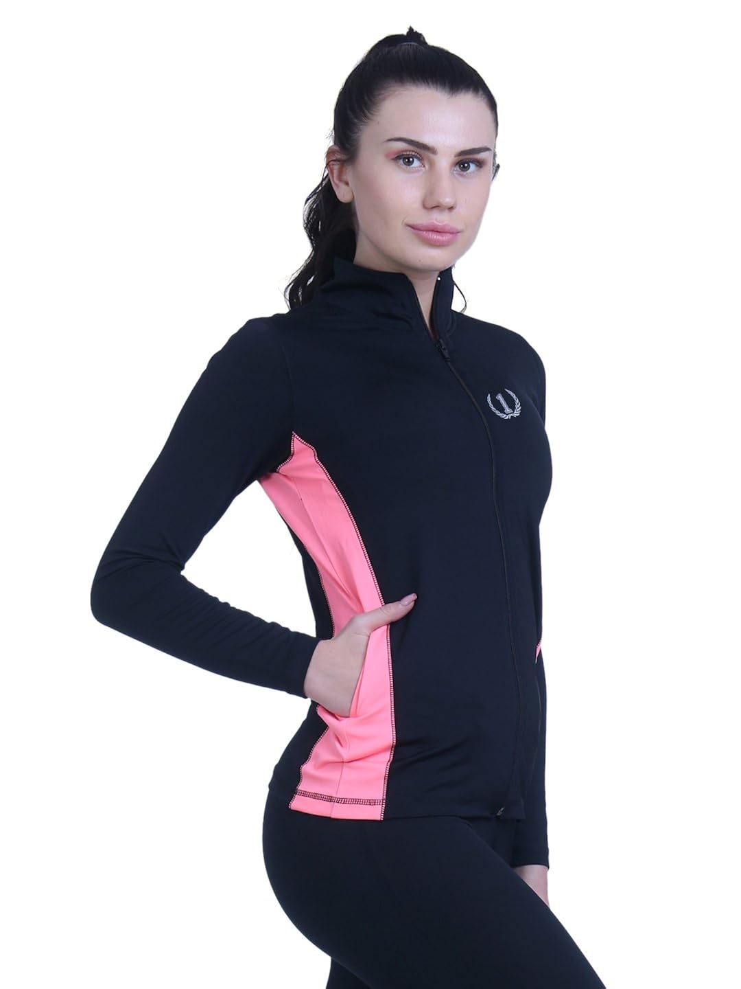 onesport womens solid sports jacket (onsp50bl)