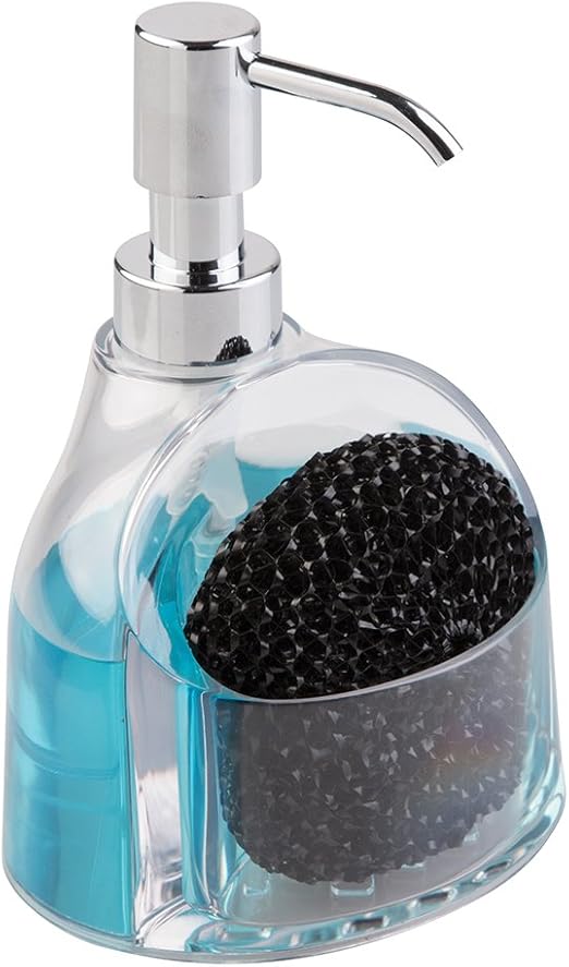 mDesign Soap Dispenser Pump with Sponge Caddy Organiser for Kitchen