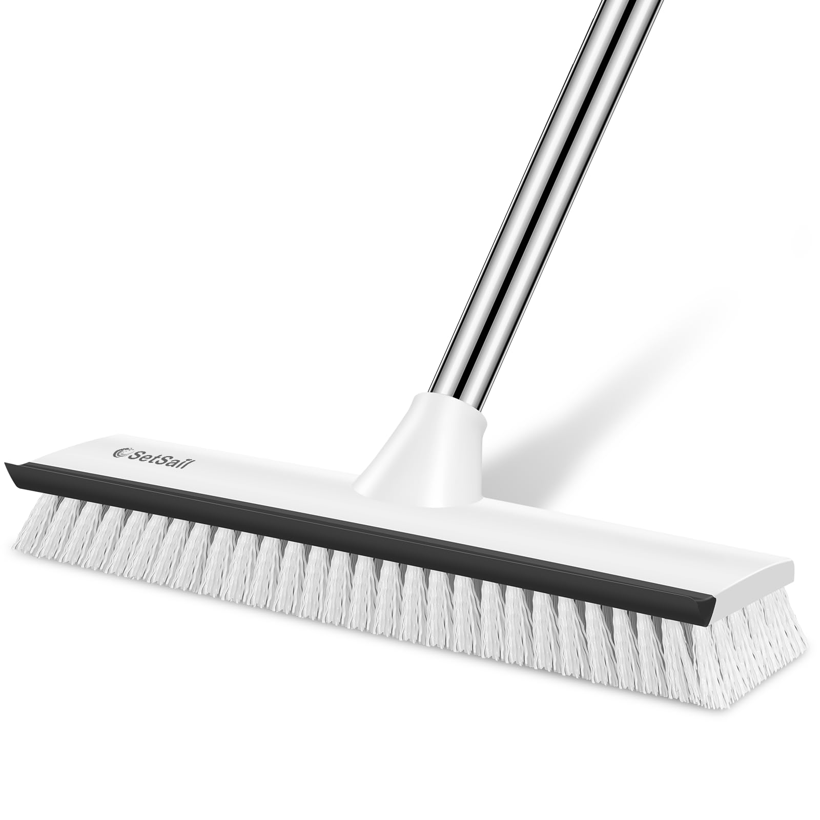 Photo 1 of SetSail Upgraded Large 12 in Wide Floor Scrub Brush with 51-Inch Long Adjustable Handle 2 in 1 Scrape Brush Stiff Bristle Floor Scrubber for Cleaning Shower Bathroom Garage Kitchen Wall Deck Tub Tile