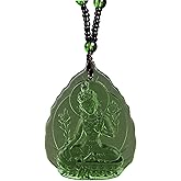 Kinsing Green Tara Quan Yin Buddha Necklace Pendant for Women & Men Crystal Guan Yin Kuan Kwan Yin Amulet Avalokitesvara Goddess of Compassion Mercy for Healthy Wealth