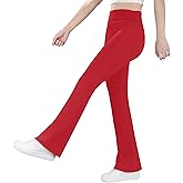 BIG ELEPHANT Girls Fleece Lined Flare Leggings – Warm Winter High Waisted Athletic Bell Bottom Pants for Kids