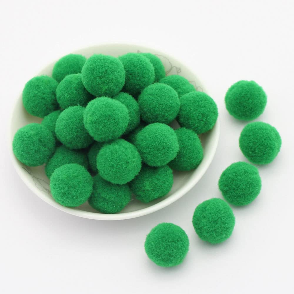 30 mm Approx. 20 Pieces Colourful Mini Pompoms for Crafts Felt Balls Colourful Pom Pom Balls Small Pompoms Fluffy Plush Balls for Decorating Sewing DIY Creative Crafts Green D