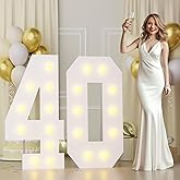 4FT 40 Marquee Numbers, Big 40 Light Up Numbers for 40th Birthday Decorations Warm Light Marquee Numbers 4 Feet Tall for Anniversary Party Decor