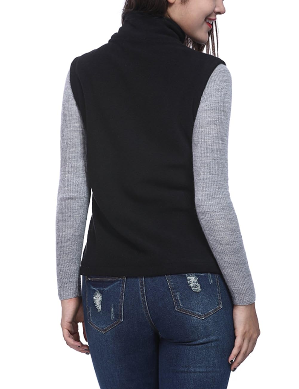 hequ soft sweater front zip fleece vest