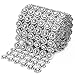 Silver Mesh Ribbon Flower Shape Rhinestone Ribbon Mesh Wrap Roll Diamond Bling Mesh for Wedding Decorations, Wedding Cake, Birthdays, Party Supplies, Arts & Crafts, 4