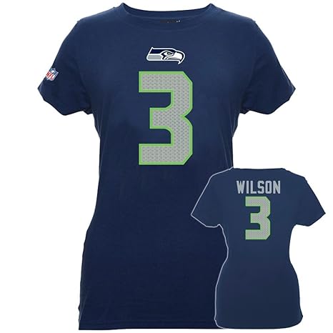 NFL Football T-Shirt Trikot Damen Women SEATTLE SEAHAWKS Russell Wilson #3 navy in XL (X-LARGE)