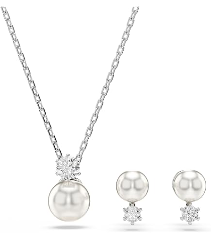 Amazon.com: Swarovski Una Round Pendant Necklace and Stud Pierced 