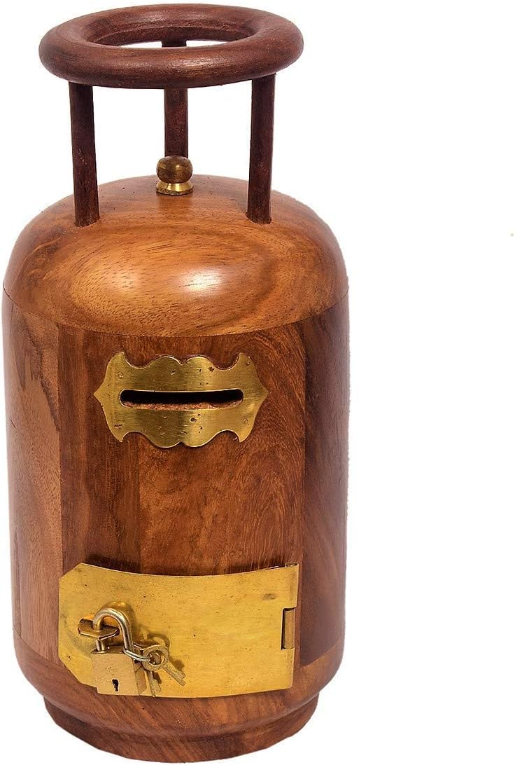 SHINING STAR ENTERPRISES Wooden Cylinder Shaped Money Bank Coin Box Gullak Money Bank for