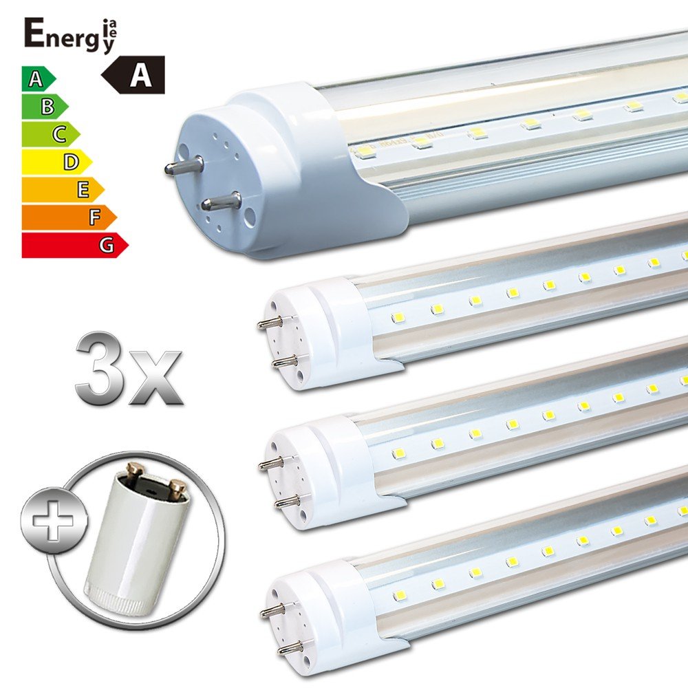 LEDVero 2X SMD LED Tube/Tube Fluorescent Tube T8 G13 Transparent Cover - (23.62') 60 cm, 8W, 800 lm - Ready for Installation