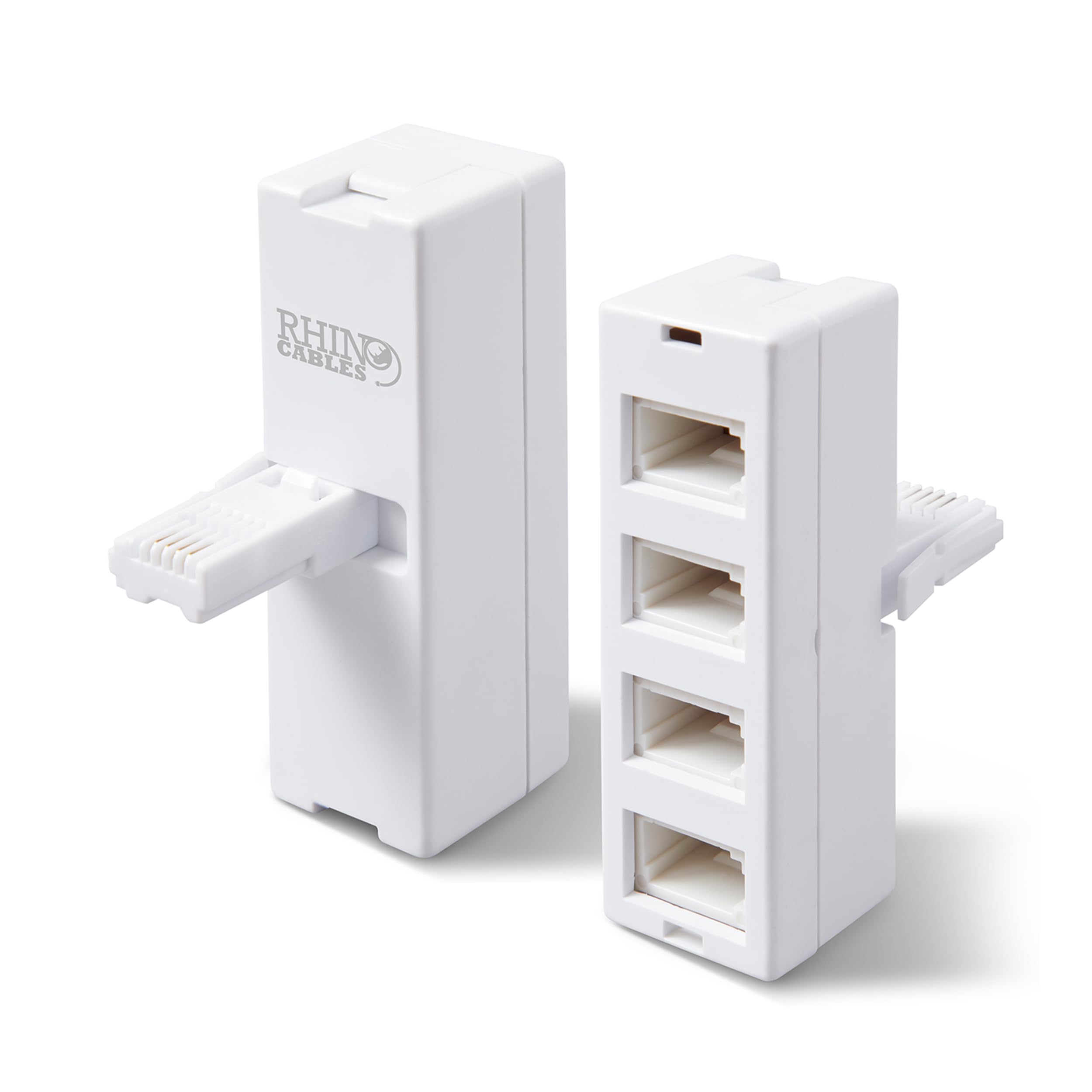 rhinocables BT Socket Adapter | Versatile Multi-Port Adapter - Double 2-Way, Triple 3-Way, & Quad 4-Way Splitter Options for Universal Compatibility with Phone, Fax & Modem (Quadruple)