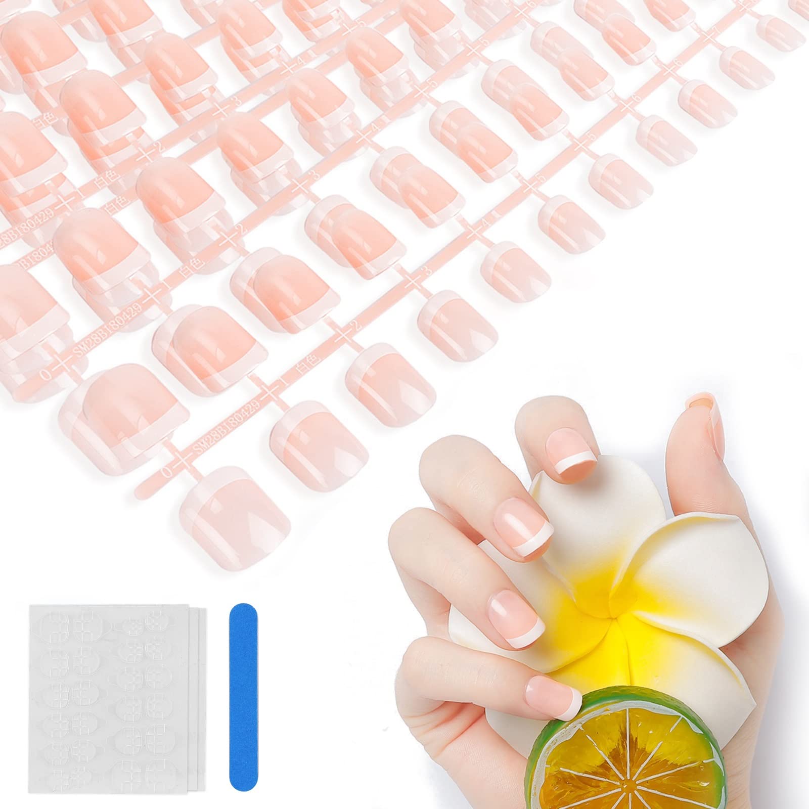 foreverLily 120 Pcs French False Nails - Short, Full Cover, Press On French Manicure Nails for Girls & Women