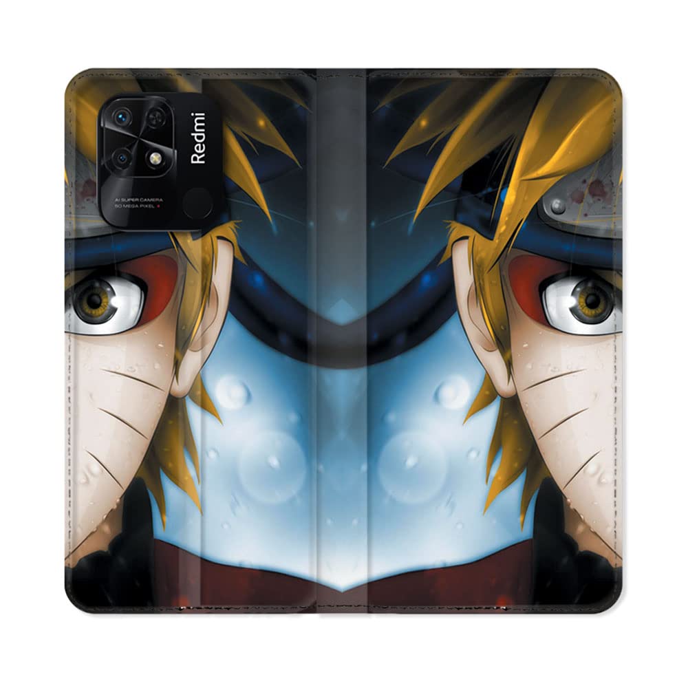 Cokitec Leather Wallet Case for Xiaomi Redmi 10C Manga Naruto White