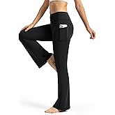 Tapata Petite Women's Bootcut Yoga Pants 26"/28" Inseam High Waist Workout Flare Leggings with Pockets