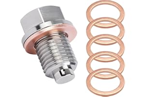 TSUGAMI Magnetic Car Oil Drain Plug, M14×1.5 Aluminum Stainless Steel Oil Pan Drain Bolt with 5PCS Crush Gaskets, Leak-Proof 