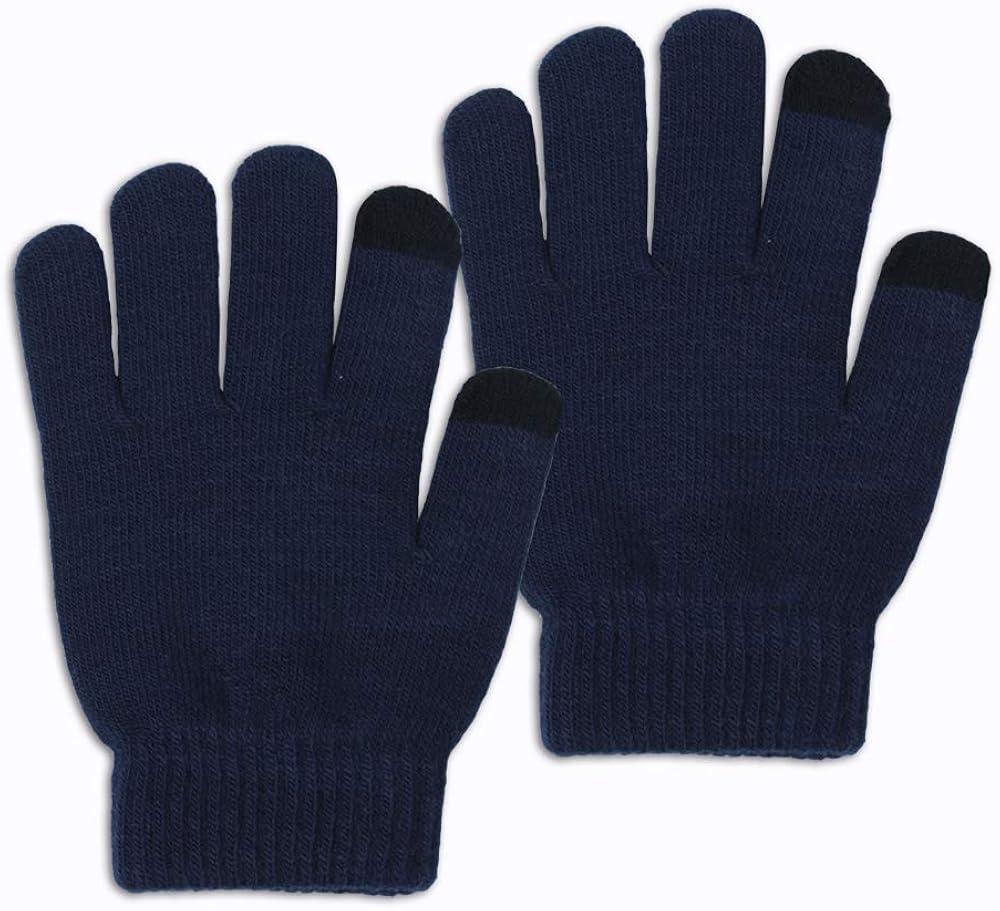 EvridWear Boy Girl Knit Warm Touchscreen Gloves, Fall Winter Cold Weather (2-14 Years): Clothing