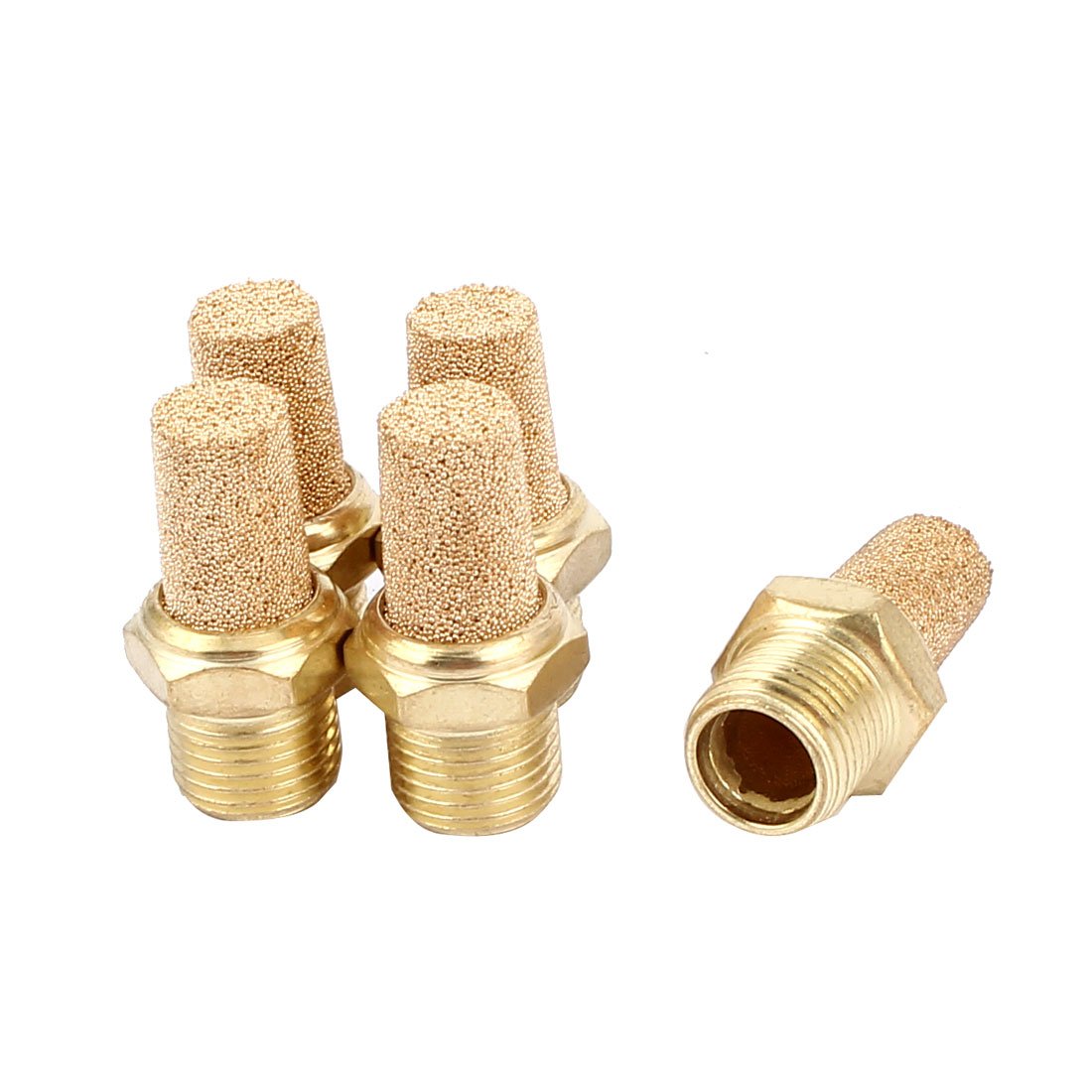 sourcingmap 1/8PT Male Thread Pneumatic Muffler Silencer Filter Exhaust Brass 5pcs