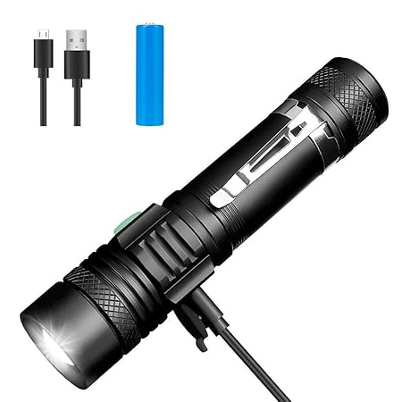 Winzwon LED Taschenlampe, USB Wiederaufladbare Taschenlampen, LED Taschenlampe Extrem Hell, Wasserdicht Flashlight mit 4 Modi