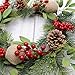 Tiny Land 18 Inch Christmas Wreath for Window & Advent- Handcraft Boxwood Frame with Variant Red Berry & Evergreen Leaf- Ideal Winter Decorating for Indoor & Outdoor Use- Without Light