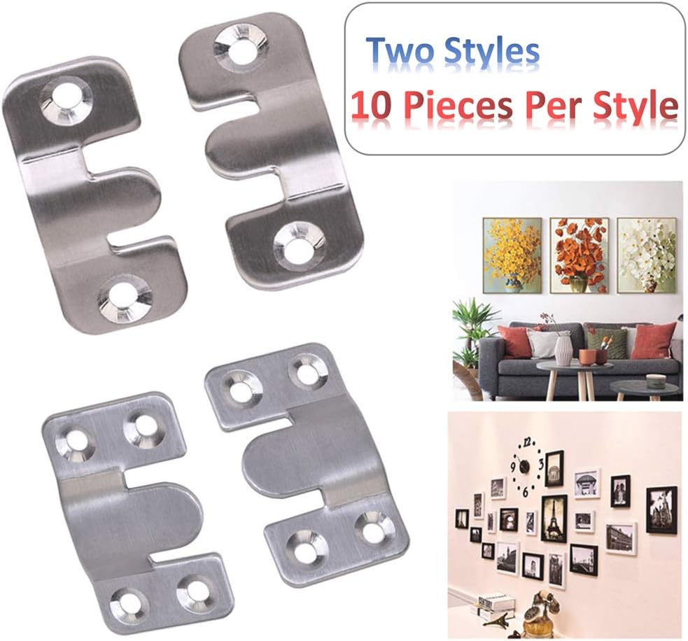 Nuluxi Flush Mount Picture Frame Bracket Interlocking Photo Frame Hook Heavy Duty Picture Hanger