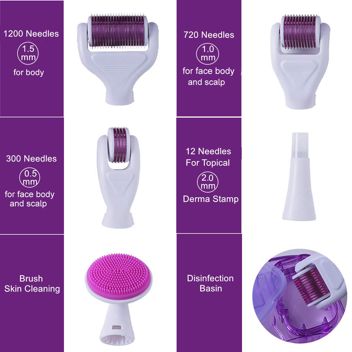 Koi Beauty Professional Derma Roller Kit Microneedling Roller Set Microneedle Instrument - Wide Needles Roller Head Desgin - Include Free Storage Case: Beauty