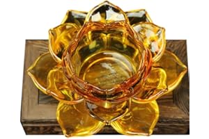 ZYNCUE Candle Holder Lotus Shaped Glass Lamp Holder with Windproof Design for Crystal Lotus, Pink