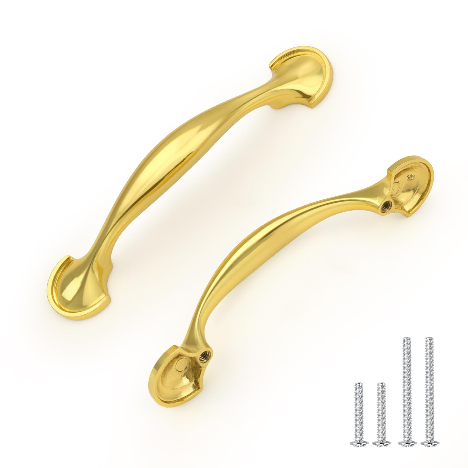 Photo 1 of EZRENOVA Gold Cabinet Handles 3 Inch (76mm) Hole Centers - Modern Zinc Alloy Pulls (30 Pack) | Kitchen & Bathroom Hardware, Curved Drawer Knobs for Cabinets, Dressers