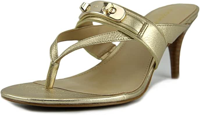 Amazon.com | Coach Women's Olina Platinum Turnlock Thong Dress Sandals (7) | Sandals