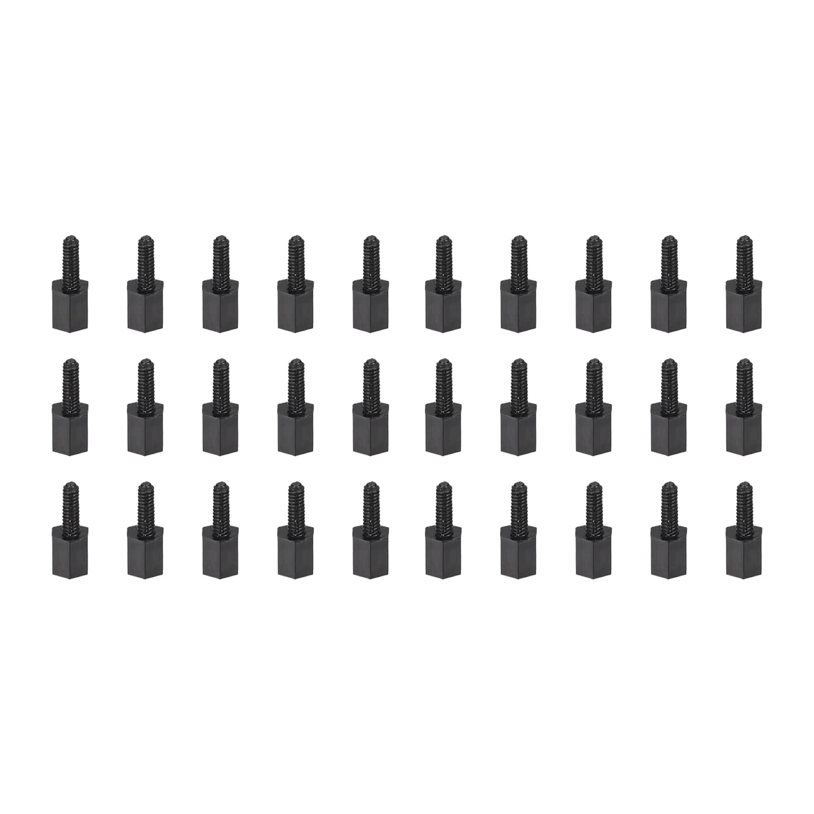 YOKIVE 30 Pcs M2 Standoff Screws, Nylon Hex PCB Standoffs with High Insulation Effect, Keep Height Consistent, Great for Motherboard (Black, 5mm+6mm)