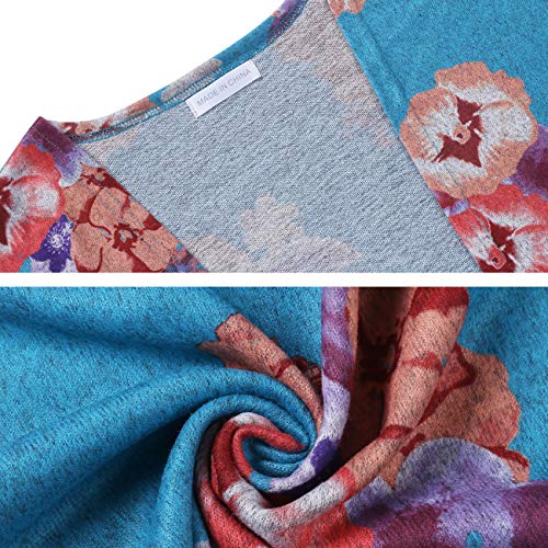Womens Kimono Irregular Wrap Casual Coverup Tops Blue S