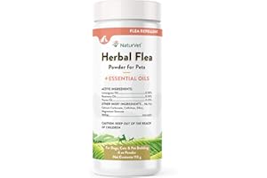 NaturVet – Herbal Flea Plus Essential Oils – Essential Oils Help to Keep Fleas Away– Deodorizes with a Fresh Herbal Fragrance – for Dogs & Cats – 4 oz Powder