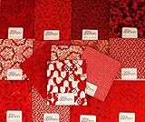 Set of 10 100 % COTTON FAT QUARTERS ~ RED ~ Quilt Fabric ~ CRAFTS ~ SEWING