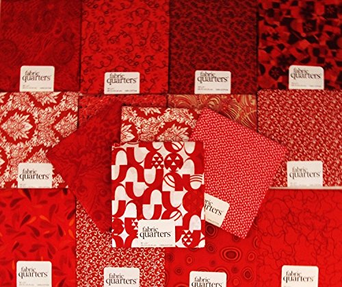 Set of 10 100 % COTTON FAT QUARTERS ~ RED ~ Quilt Fabric ~ CRAFTS ~ SEWING
