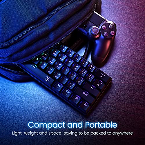 60% Mechanical Keyboard, Biijok 60 Percent Gaming Keyboard with Blue Switches,18 Color Rainbow Backlit Gaming Keyboard,Full Anti-Ghosting 61 Key,Ergonomic Compact 60 Percent Mechanical Keyboard Gamer