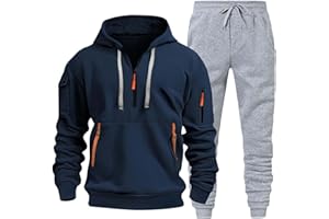 SENYENTIE Mens 2 Piece Outfits Sweatsuit Oversized Sweatshirt Lounge Sets Baggy Sweatpants Fall Orange Tracksuit with Pockets