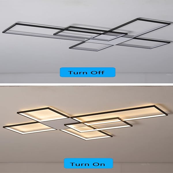 VLASTTI DIMMABLE WITH REMOTE CONTROL LED CEILING LIGHT 3000K-7000K FLUSH MOUNT LUMINAIRE BLACK FINISHED CHANDELIER FOR LIVING ROOM DINING ROOM BEDROOM KITCHEN (BLACK-FH102B-L)