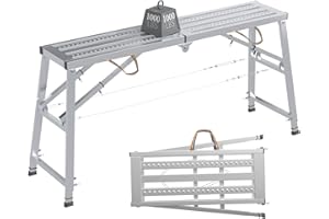 BBTEQEKN Scaffolding Equipment, Portable Multipurpose Folding Scaffolding Work Platform Scaffold Tower Ladder Stool Bench Adjustable Height, Galvanized Steel Welding, 800 Lbs Maximum Load