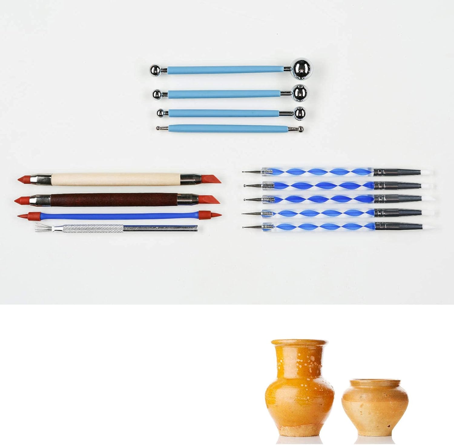 TEMONTIAN 44Pcs Pottery Tool Set, Contains Most of The Modeling Clay Tools to Meet Your Great Needs for Sculpting, Shaping, Modeling, Cutting, Scraping, Brushing, Smoothing and More.